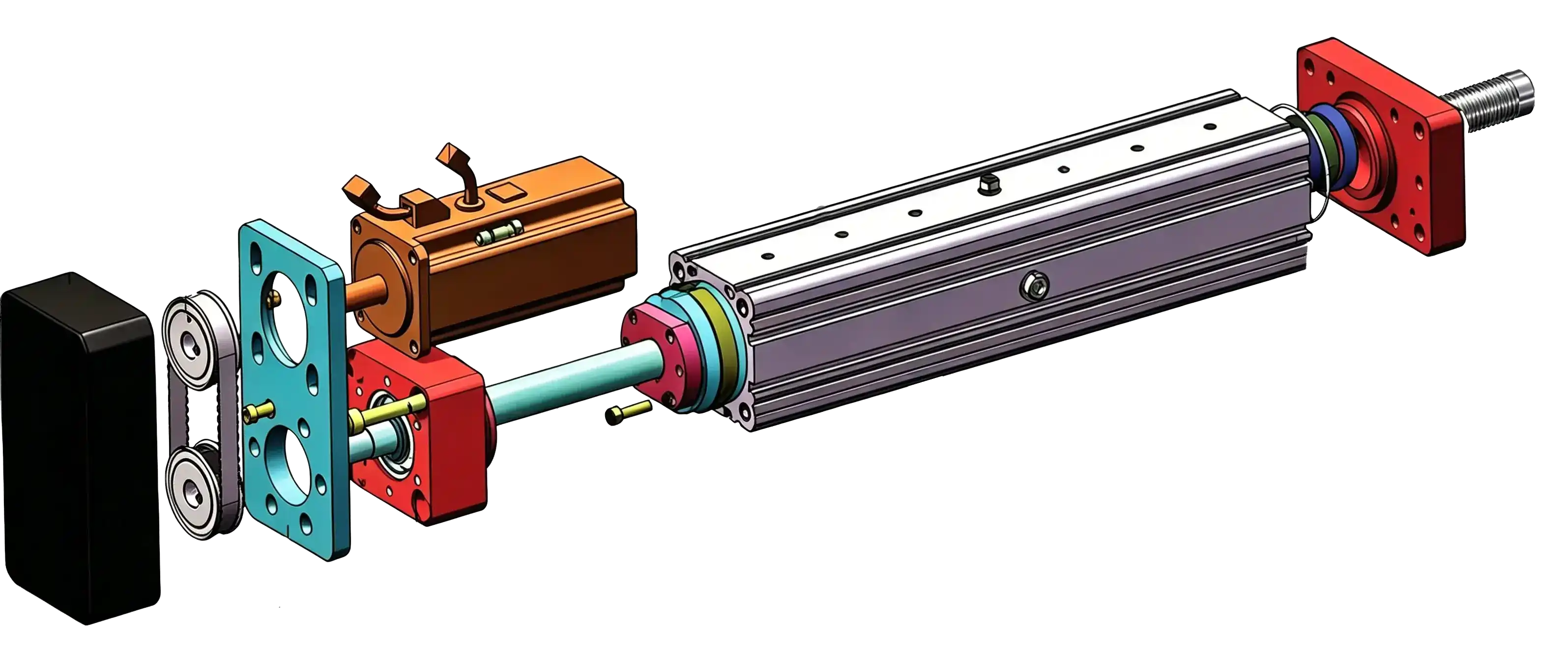 Servo electric cylinder exploded section view