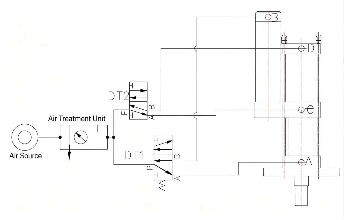 JRA Standard Hydro-Pneumatic Cylinder Pneumatic Circuit Diagram