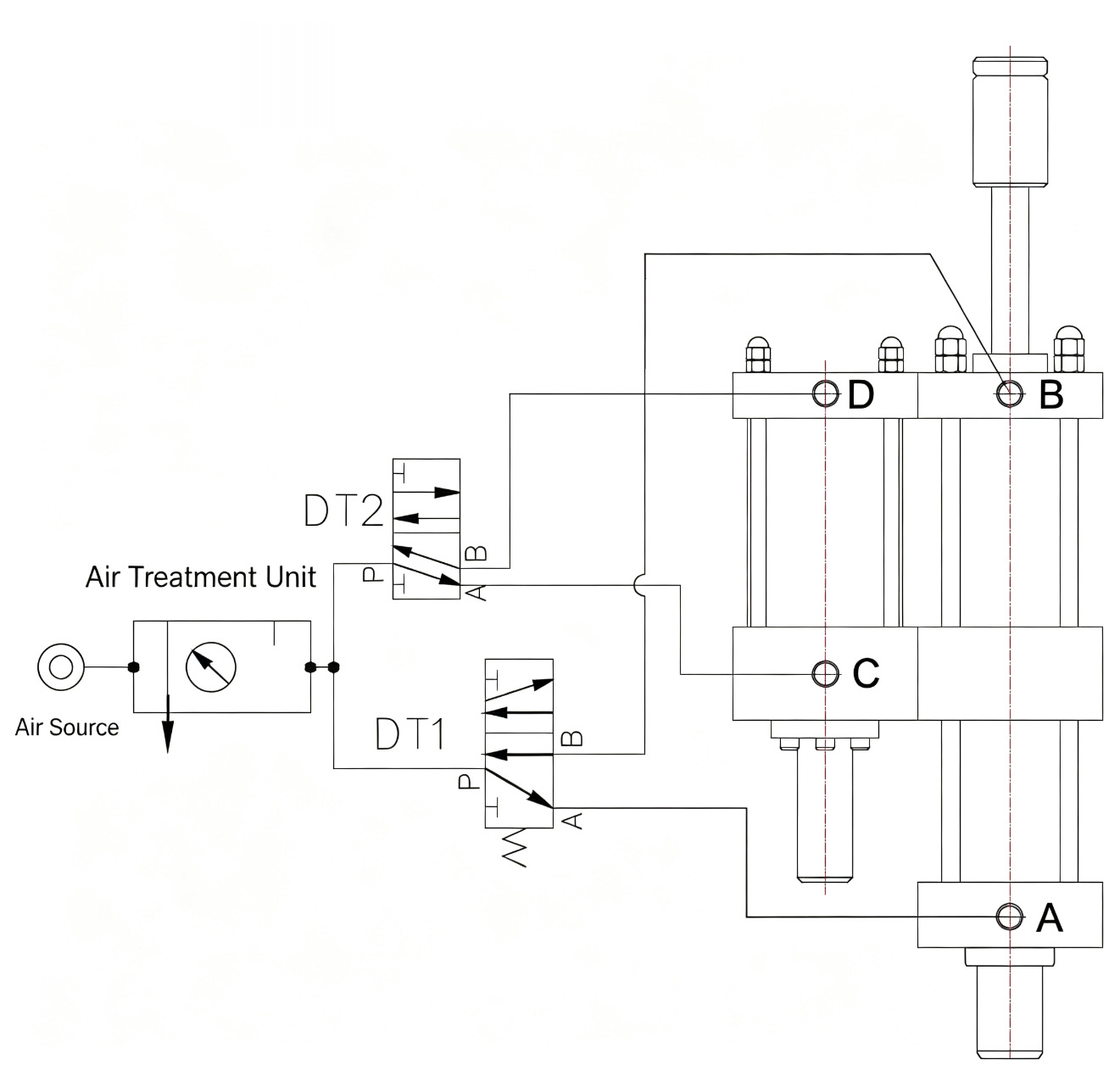 JRC Total Stroke Adjustable Hydro-Pneumatic Cylinder Pneumatic Circuit Diagram