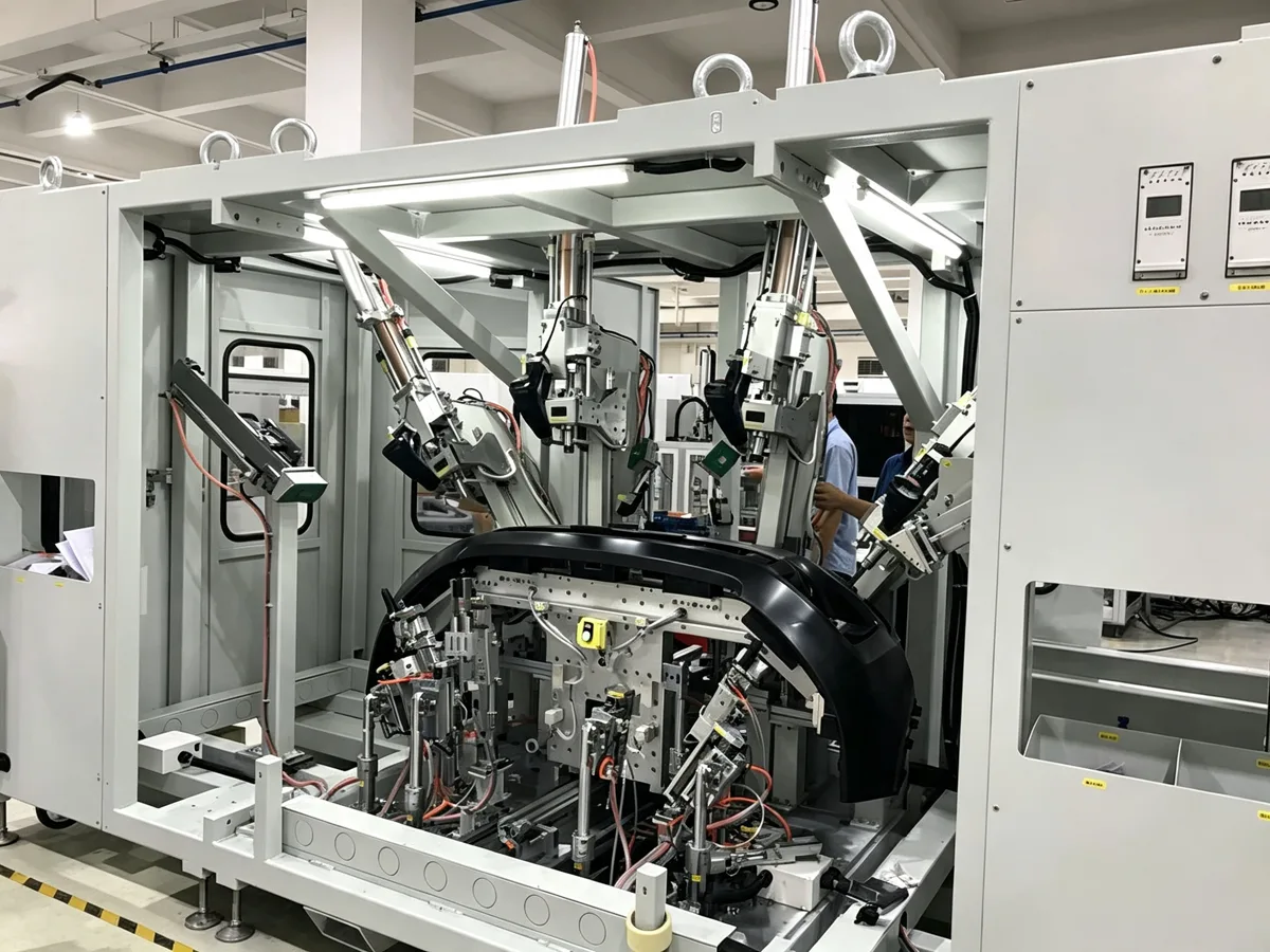 JRA hydro-pneumatic cylinder punching an automotive radar sensor housing