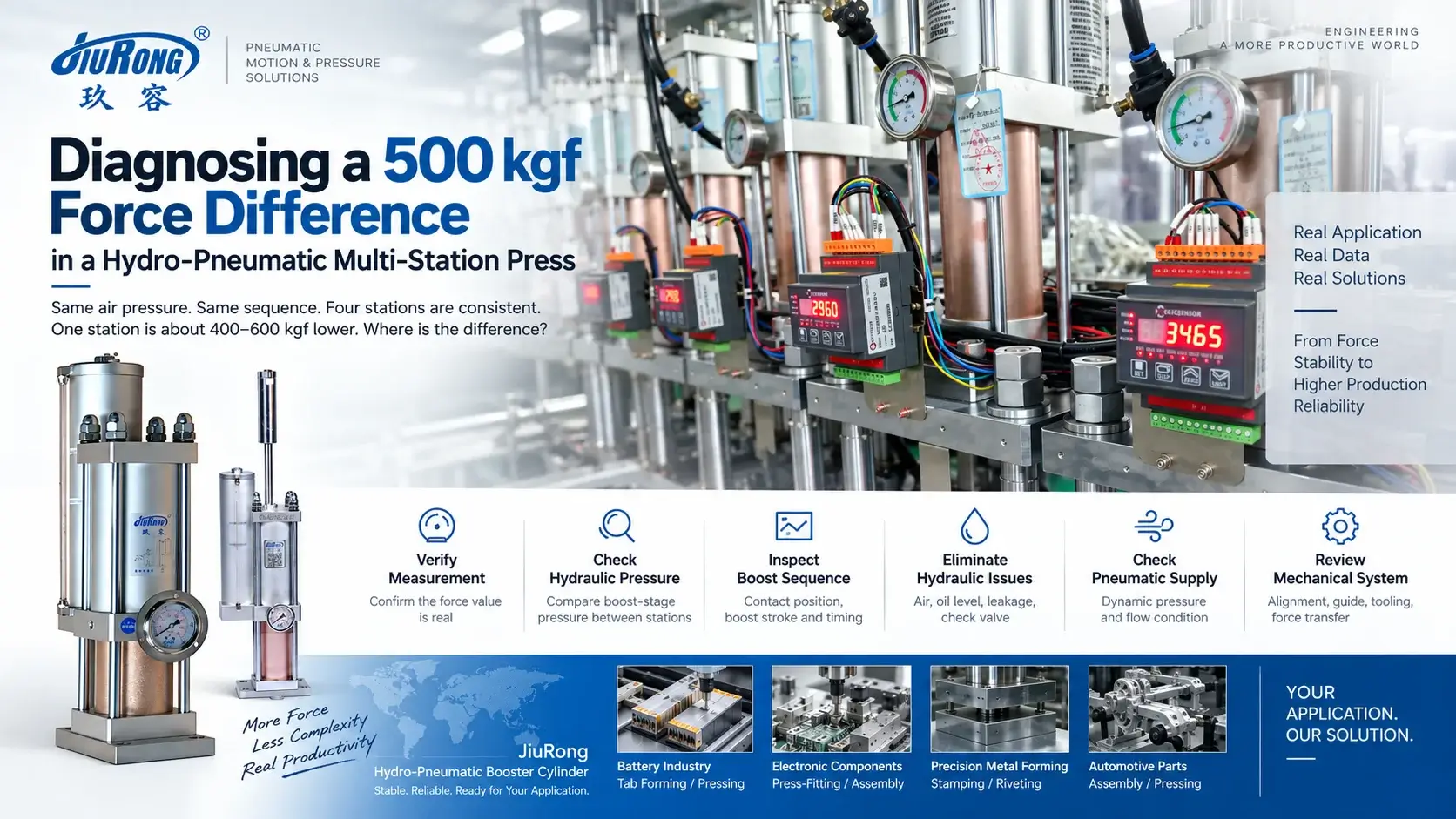 Diagnosing 500kgf Force Difference in Hydro Pneumatic Multi Station Press